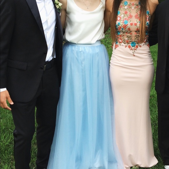 Blue & White Two-Piece (Prom/Bridesmaid) Dress - Picture 3 of 5